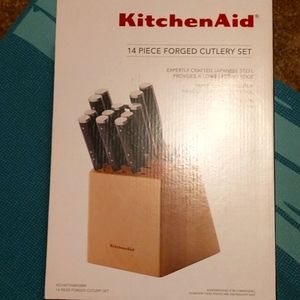 KitchenAid 14 piece cutlery set birch wood